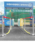 Rock Solid Stainless Steel Stanchion Pair With Snappy Retractable Polyester Cord For Crowd Calming Plus Line Forming At Bars Venues Using Totally Smooth Springless Damper Pushback System at a busy entryway.