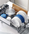 Premium Stainless Steel Dish Drying Rack With Large Capacity Counter Organizer Drain Board Utensil Holder And Detachable Cup Shelf