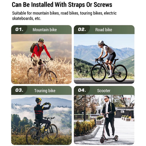 Cyclists using various bikes and scooter with 5L Waterproof Bike Fork Bag Frame Dry Bag For Mountain And Road Bikes
