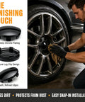 Four Pack Slick Wheel Center Caps Featuring Straight Forward Snap In Fit And Rust Proof Abs Build With Polished Chrome Rings to enhance SUV rims.