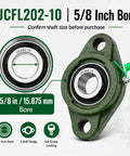 UCFL202-10 2-Bolt Flange Bearing Units 5/8 Inch Bore Cast Iron Housing With Set Screw Locking