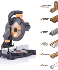 Compact 8-1/4 Inch Compound Miter Saw With 1200W Power, Multi Material Cutting Blade Included, Cuts Wood Metal Plastic And More