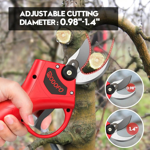 Cordless Electric Pruning Shears With Upgraded 450W Brushless Motor, Adjustable 0.98 Inch To 1.4 Inch Cutting Diameter in use on tree