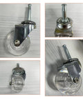 Bulletproof Two Inch Swivel Caster Wheels With No Sweat Mounting Sockets Crystal Clear Smooth Ride Furniture Casters Ghost Glide Steel Thread side view