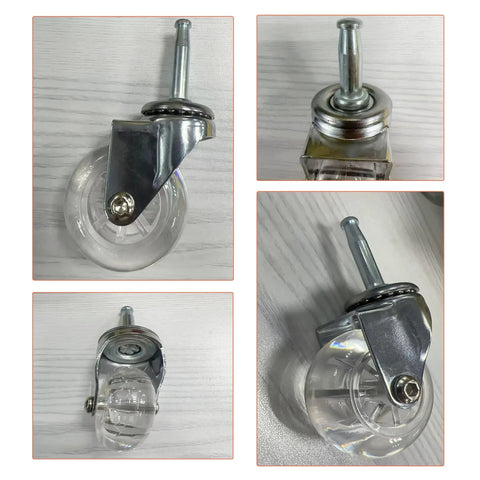 Bulletproof Two Inch Swivel Caster Wheels With No Sweat Mounting Sockets Crystal Clear Smooth Ride Furniture Casters Ghost Glide Steel Thread side view