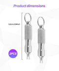 Two Piece Valve Stem Removal Tool Set Stainless Steel Tire Core Remover For Cars Motorcycles Trucks And Bicycles Portable Keychain Style Car Accessory For Standard Valve Cores