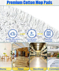 Close-up of premium cotton mop pad for Heavy Duty Industrial 39 Inch Dust Mop For Wet Dry Floor Cleaning with 2 Cotton Mop Pads