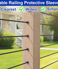 100 Pack Cable Railing Protector Sleeves For One Eighth Inch Deck Railing System on wood posts outdoors