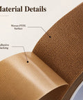 Heavy Duty PTFE Fiberglass Adhesive Tape For Heat Sealers, 10M Long Roll, showing woven PTFE surface and adhesive backing details.