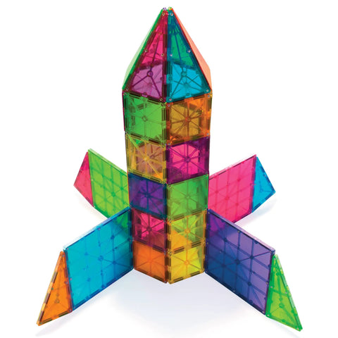 Classic 100 Piece Magnetic Construction Set With Translucent Geometric Shapes In Six Colors For Open Ended Building And STEM Fun