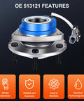 Front Wheel Hub Bearing Assembly 513121 with ABS, 5-lug for Buick, Chevrolet, Cadillac, Oldsmobile, Pontiac - features view
