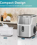 Countertop Nugget Ice Maker With Self Cleaning Function, Sonic Pebble Ice Machine in stainless steel with ice scoop and basket