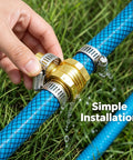 Durable Garden Hose Repair Kit For 3/4 And 5/8 Inch Hoses With Rust Resistant Aluminum Male Female Connectors, Stainless Steel Clamps And Extra Washers To Fix Leaks Fast On Faucets Or Sprinklers, simple hose repair install