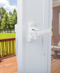Corrosion Resistant Screen Door Hardware Kit With Pneumatic Closer And Push Button Latch for out swinging doors, side view, white
