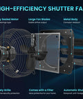 Exploded view of 10 Inch Shutter Exhaust Fan With 647 CFM High Airflow, Whisper Quiet Low Noise Wall Mount Extractor components
