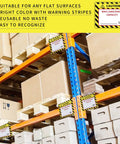 TopShelf Heavy Duty Pallet Rack Capacity Labels 100 Pack Featuring Durable 3X4 Inch Max Load Warning Stickers on warehouse racking.