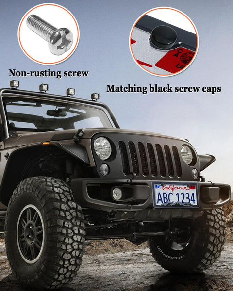 Mountain Themed License Plate Frames Gray On Black Raised Mountain Design Plastic Car Tag Holder With Screws Caps 2 Pack 2 Hole