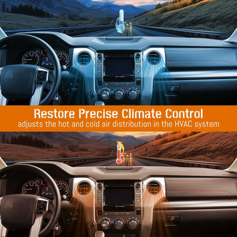 Straight Shot Swap Hvac Air Blend Door Actuator For Toyota Tundra 2007 To 2021 And Sequoia 2007 To 2022 Durable Climate Heater Damper Control Servo Motor in a vehicle cabin adjusting air flow.