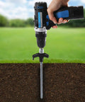 Drillable Garden Shed Stakes With Bonus Adapter And Tie Downs Built Tough Pro Grade Powder Coated Steel Ground Anchors in use