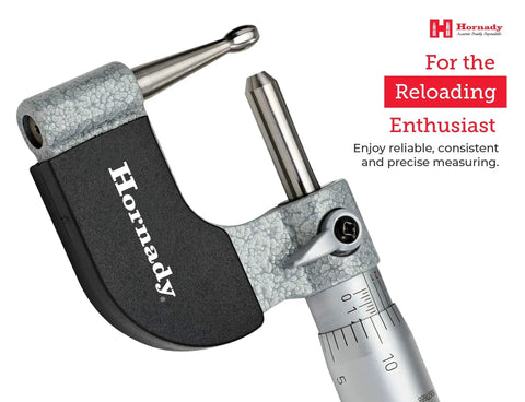Vernier Ball Micrometer 050059 with ratchet stop and spindle lock, precise tool for case neck thickness