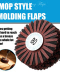 7 Piece Abrasive Cloth Flap Wheel Set With One Quarter Inch Shank for DIY woodworking, showing molding flaps with grit 80.
