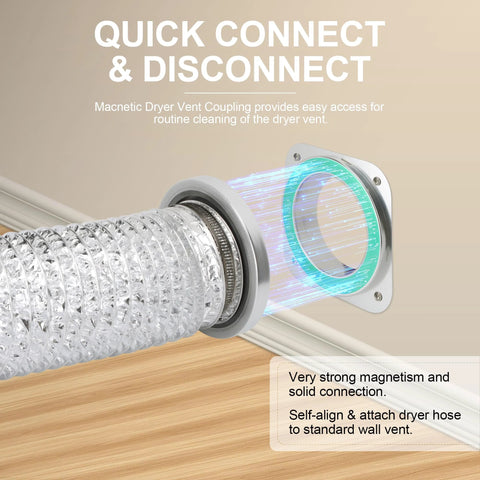 Magnetic Dryer Vent Coupling Kit by Amazon with 3 ft 4 in duct and 2 clamps; quick connect, self-aligning magnet.