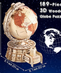 3D Wooden Globe Puzzle For Adults With Stand Illuminated Globe DIY Model Kit Built In LED Music And Starry Projector Epic STEM Gift For Adults And Teens Perfect Desk Display For Home Office Decor And A Fun Night Light That Sparks Curiosity And Travel, 13.8x9.4x8.7 in