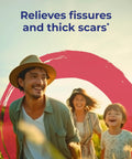 Smiling family outdoors promoting Graphites 30C Homeopathic Scar Relief Pellets Non Drowsy No Known Side Effects for scars.