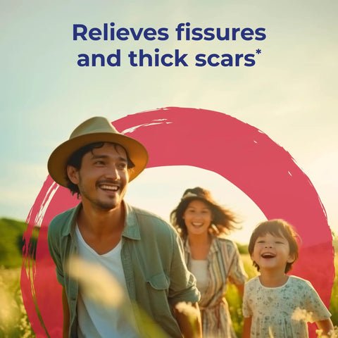 Smiling family outdoors promoting Graphites 30C Homeopathic Scar Relief Pellets Non Drowsy No Known Side Effects for scars.