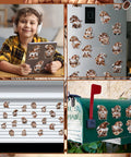 Child admiring 12 Piece Diamond Art Magnets Set With Coffee Gnome Refrigerator Art Easy DIY Diamond Painting Magnets Kit For Adults And Beginners