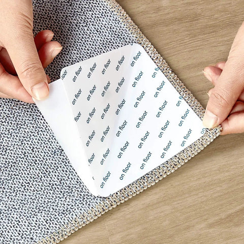 Anti Slip Rug Tape For Hardwood Floors 12 Pack Rug Grips And Stickers To Prevent Sliding On Wood Floors And Area Rugs Ultra Thin Damage Free Adhesive White