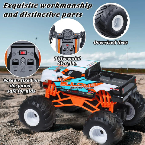 Image of One Sixteen Scale RC Monster Truck For All Terrain 2.4GHz Dope Off Road Vehicle With Up To 20 Km Per Hour Speed