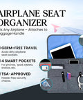 The Low Key Essential Airplane Seat Back Organizer Expands Over Tray Tables to keep carry on gear tidy; features 4 pockets.