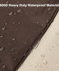 Close-up of 600D fabric on Beefed-Up Heavy Duty Waterproof Stackable Patio Chair Cover For 4-6 Chairs, showing waterproof detail.