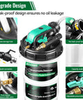 9.5 L Oil Extractor Pump All In One Kit For Cars And Boats Pneumatic And Manual shown with leak-proof design details
