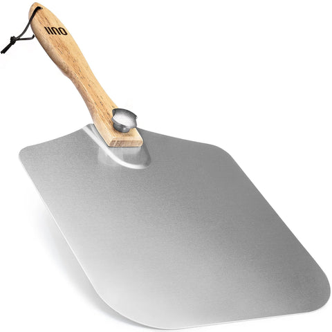 OUII aluminum pizza peel, 12x14 in, foldable wooden handle