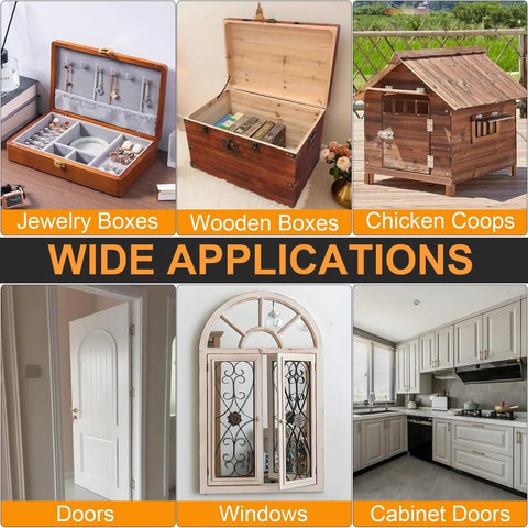 Wide applications of Six Pack 3 Inch Black Stainless Steel Butt Hinges With Hardware Heavy Duty Rust Resistant Cabinet Door Hinges.