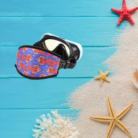 Cyberpunk Style Neoprene Diving Mask Strap Covers Set Four Pieces For Swimming Goggles Head Band on sand with starfish