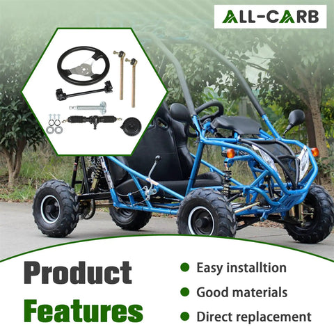 Drop In Ready 300MM Go Kart Steering Wheel Assembly Kit With 320MM Gear Rack Pinion And Adjustable Tie Rod Shaft