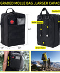 All In One 160 Piece Survival And First Aid Kit For Outdoors With Upgraded MOLLE Bag shown with straps and outdoor use