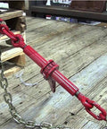 Set Of 4 Heavy Duty Chain Ratcheting Load Binders 5/16 To 3/8 Inch Tie Down Rigging Boomer Style For Rock Solid Hauling, Red Finish