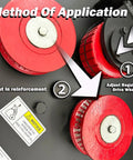 Close-up of Industrial Rebar Circle Bending Machine Automatic Steel Bar Coiler 4KW Electric Bender setup instructions showing drive wheels.