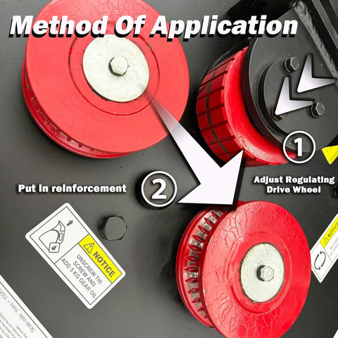 Close-up of Industrial Rebar Circle Bending Machine Automatic Steel Bar Coiler 4KW Electric Bender setup instructions showing drive wheels.