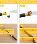 4 Piece Miter Box And Pull Saw Set With 3 Replaceable Blades For Precise 45 And 90 Degree Cuts, showing assembly steps