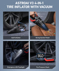 4 In 1 Portable Car Vacuum And Tire Inflator With Led Light And Digital Dual Displays 150 PSI Air Compressor in use