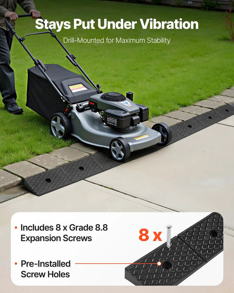 Lawn mower on Two Pack Heavy Duty Rubber Curb Ramp With 2 Inch Rise For Cars SUVs Trucks And Trailers, 15 Ton Load Capacity