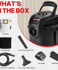 One Gallon Wet Dry Vacuum Micro 1.0 Peak HP With 1.25 Inch By 4 Foot Hose And 6 Foot Cord Lightweight And Handy accessories
