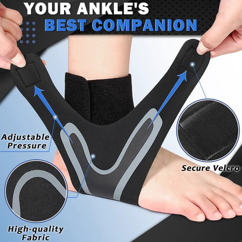 Breathable Ankle Support Brace 1 Pair Neoprene Compression Sleeve with adjustable pressure and secure velcro