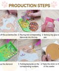 Step-by-step guide for Cat Diamond Painting Coaster Kit Set With Holder Dope 6 Piece Diamond Art Coasters DIY Crafts For Adults Includes Diamond Pen Tray Glue And Extra Diamonds.