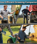 Beefy Cordless 12,000 PSI Heavy Duty Grease Gun with 2x6000mAh Batteries in use on farm and construction equipment